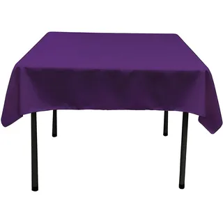 LA Linen Quadratische Tischdecke aus Polyester/Popeline, Polyester, violett, 132 x 132 x 0.04 cm