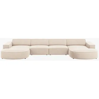 micadoni Ecksofa Jodie, Panorama 6-Sitzer runde Recamiere beige