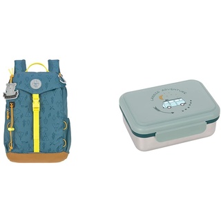 LÄSSIG 1203023400 Kinder Wanderrucksack Kinderrucksack Ausflug & Kinder Brotdose Edelstahl Lunchbox Frühstücksbox nachhaltig Kindergarten Schule/Adventure Bus