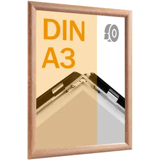 Klapprahmen A3, selbstklebend holzoptik hell  | Gehrung, Aluminium