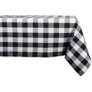 DII Buffalo Check Collection Klassische Tischdecke mit Bauernhaus-Motiv, Baumwolle, schwarz/weiß, 52" x 52" (Square)