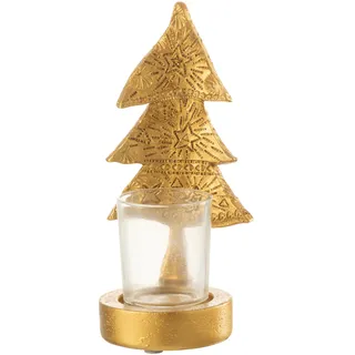 J-Line Kerzenhalter Weihnachtsbaum - Polyresin - Gold - Small - Bunt