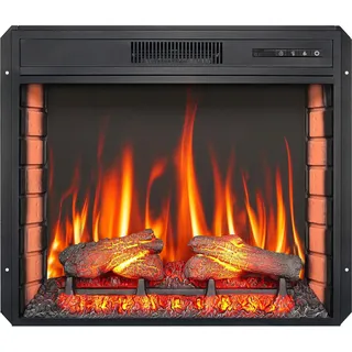 ArtiFlame AF28S LED Elektrischer Einbaukamin mit 3D Flammeneffekt 1800W Knisterton Kamin mit Fernbedienung und Thermostat Schwarz - Schwarz