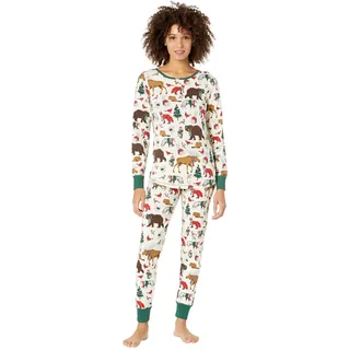 Hatley Damen Long Sleeve Printed Pyjama Set Pyjamaset, Wald Winter, S Regular