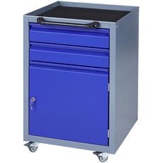 Bild Werkstattwagen, 2 Schubladen und 1 Tür, ultramarineblau, Stahlblech/Kunststoff
