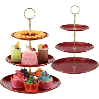 3-stöckiger Cupcake-Ständer Dessertteller Hochzeit Geburtstag Rot
