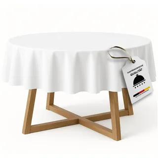 texpot Damast Tischdecke 160 cm rund 100% Baumwolle weiß Tafeltuch Tischwäsche