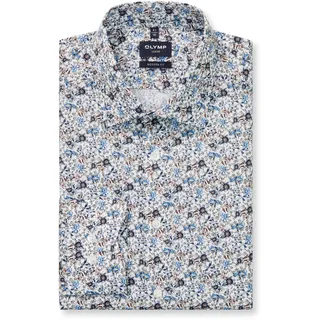 OLYMP Langarmhemd »Luxor modern fit« Modern Fit, Businesshemd, New-Kentkragen, gemustert, weiß