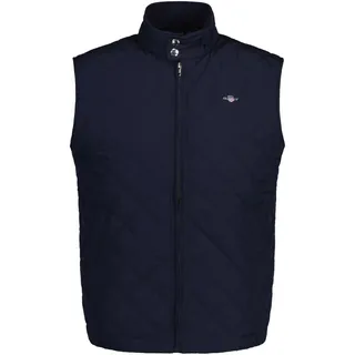 GANT Herren, Steppweste - QUILTED WINDCHEATER VEST, Reißverschluss, Stehkragen blau, XL,