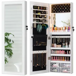 LUXFURNI wand‐& türmontierter Schmuckschrank mit Spiegel und Stauraum