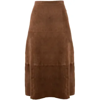 Lederrock MAURITIUS "MWLioba", Damen, Gr. S (36), braun (whiskey), Obermaterial: 100% Schafsleder. Futter: 100% Polyester, unifarben, wadenlang, Röcke Lederrock, in Midi-Länge mit dekorativen Teilungsnähten