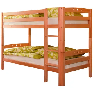 TICAA Etagenbett Lupo 90 x 200 cm Buche lackiert braun