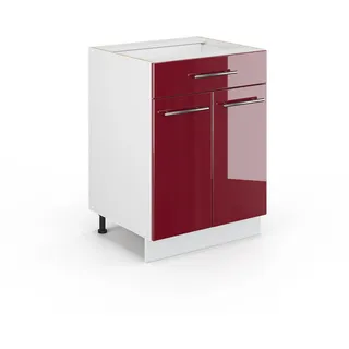 Vicco Badschrank Fame-Line Bordeaux Hochglanz 60 x 82 cm mit Schublade, ohne Arbeitsplatte, Model 43531 - Rot