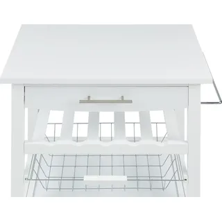 Klarstein Servierwagen, Küchenregal für Obst und Gemüse, Trolley auf Rädern, Rollwagen mit Arbeitsplatte, Bücher- und Barwagen, Küchenwagen, Regal Schmal, Regal für die Küche, Küchenwagen auf Rollen - Weiß