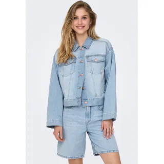 Jeansjacke ONLY "ONLROBYN L/S DNM JACKET PIM OY", Damen, Gr. L (40), blau (light blau denim), Web, Obermaterial: 100% Baumwolle, unifarben, regular fit, Jacken Jeansjacke