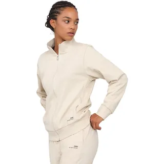 OWN Damen Gebürstetes Sweatshirt mit hohem Kragen und Reißverschluss, Ecru, M