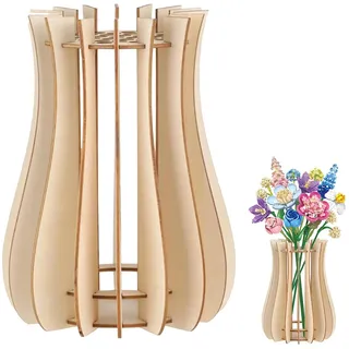 EUREKORA Holzvase für Blumen Holzpuzzle Vase Vase für blumenstrauß Bausatz Boho Holzvase für Tisch Home Decor für Rosen Kirschblüten Sonnenblumen Tulpen Narzissen Lotus Blumenvasen 20x15cm