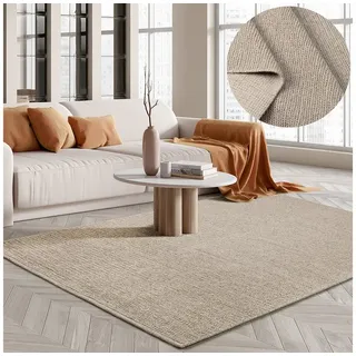 The CarPET Teppich »Premium Wool«, rechteckig, Wool Handweb-Teppich Naturfaser Wollteppich, beige 120 cm