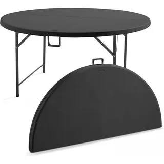 Runde Klap-Tisch für 8 Personen - Ideal für Events und Außenbereich - Schwarz