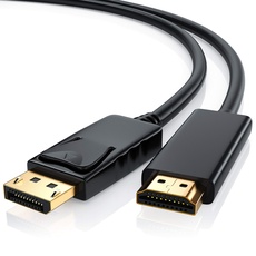 CSL - 3m Full HD Premium DisplayPort DP auf HDMI Kabel High Speed inkl. Audio-Übertragung - 1080p - Displayport Stecker M zu HDMI Stecker A - Zertifiziert - Apple und PC
