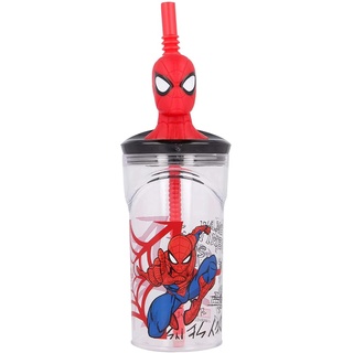 CARTOON Marvel Spiderman Trinkbecher mit 3D-Figur aus Kunststoff, wiederverwendbar, BPA-frei, Fassungsvermögen 360 ml