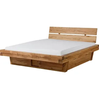 MASSIVMOEBEL24.DE Bett mit Schublade Eiche 200x200x87 natur geölt BREGENZ #108