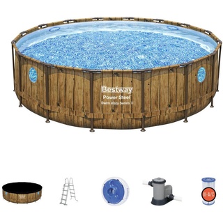 Bestway Pool SET 56725 , Blau, Braun, Weiß , Metall, Kunststoff , 122 cm , Freizeit & Co, Pools & Wasserspass, Aufstellpools