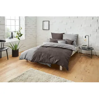 Bruno Banani Wendebettwäsche »Merlin in Gr. 135x200 oder 155x220 cm« 2 tlg. Baumwollbettwäsche, Leinen-Look in Melange-Optik, grau