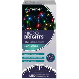 50 Multi Aktion Mehrfarbig Mikro Hell Weihnachtsbeleuchtung - PREMIER
