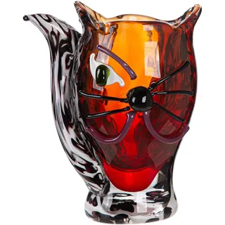 Tischvase GILDE "Gesichtsvase Katze Cat braun H. 27 cm", braun, B:23cm H:27cm T:16cm, Glas, Vasen, Tischvase