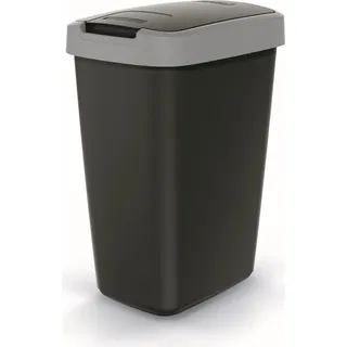 Abfallbehälter 12l mit Deckel KEDEN COMPACTA Q schwarz mit grauem Rand - Schwarz, Grau