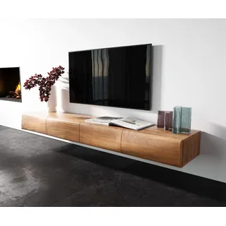 DELIFE Lowboard New Live-Edge 200 cm Akazie Natur 4 Türen schwebend - Braun, Hellbraun