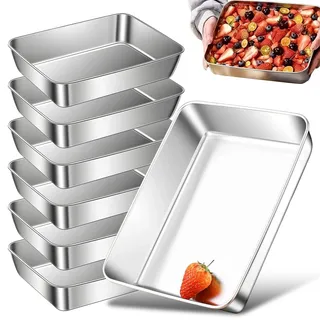 BORDEAG Panierschalen Set 6 Teilig, 25,5 x 20 x 5,5 cm Edelstahl Panier-Set, Panierstraße Schnitzel, Schale zum Panieren, Panierstrasse, Edelstahl Schale Rechteckig für Fleisch, Fisch und Gemüse
