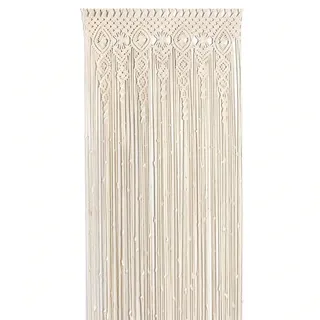 Makramee Wandbehang Tapisserie, Boho Handgewebte Makramee Türvorhang Vorhang, Hochzeits Vorhang Boho Wand Deko für Raumteiler, Fenstervorhänge, Hochzeitshintergrund, Inneneinrichtung,Beig (39x78in)