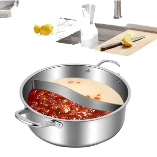Hot Pot, 29 cm Durchmesser, 9,5 cm Höhe, Zwei-Komponenten-Design, Langlebiges Edelstahl, Großzügige Kapazität