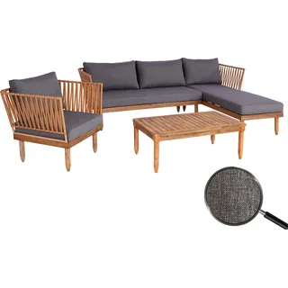 Garten-Garnitur HWC-L29, Garnitur Sitzgruppe Lounge-Set Sofa, Akazie Holz MVG- dunkelgrau - Grau