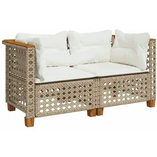 vidaXL Garten-Ecksofas mit Kissen 2 Stk. Beige Poly Rattan