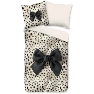 PURE luxury collection Wendebettwäsche »Ragna« 2 Stk. tlg. Mikrofaser, Pflegeleicht, Reißverschluss, Wendeoptik, Schleife leopard PURE luxury collection Ecru B/L: x cm