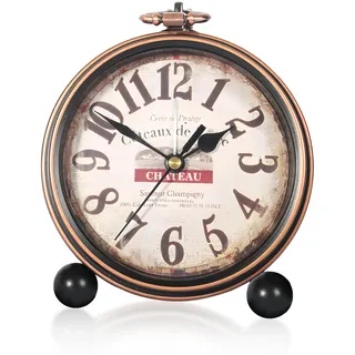 MEGYAD Retro Wecker Analog Ohne Ticken Lautlos: Tischuhr Vintage Silent Kleine Nachttischuhr Batteriebetrieben, Vintage Tischuhr Analog für Schlafzimmer Wohnzimmer Kinder