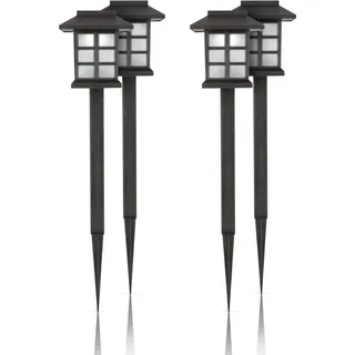 LED Solar Gartenleuchten für Außen ( 4er Pack), wetterfest IP44 spritzwassergeschützt, 38 cm Stecklampe mit Erdspieß, Beleuchtung für Terrasse