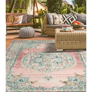 merinos Teppich »Salsa Outdoor 20053« rechteckig 4 mm Höhe In- und Outdoor geeignet, Außenbereich, Balkon, robust, Vintage, pink