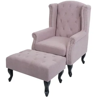 Mendler Ohrensessel Chesterfield Polyester 75 x 102 x 0 cm Rosa