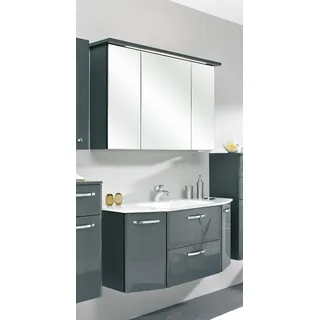 Saphir »Quickset 327 2-teilig, Waschplatz und LED-Spiegelschrank«, (Set, 2 St.), Anthrazit Hochglanz, inkl. Türdämpfer, 5 Türen, 1 Klappe, 1 Schublade