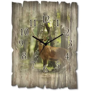 ARTland Hirsch 4 - Wald 43 cm Quarz Wanduhr grün