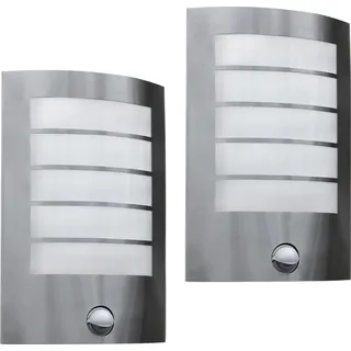 Lutec 2er Set Edelstahl Außenwandleuchte Bewegungsmelder LED Wandleuchte Radius 90°
