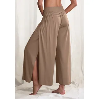 Haremshose LASCANA, Damen, Gr. 32/34, N-Gr, beige (taupe), Single Jersey, Obermaterial: 93% Polyester, 7% Elasthan, unifarben, Hosen Haremshose, mit überlappenden Seitennähten