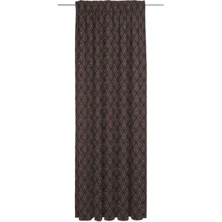 Vorhang ADAM "Feathers" Gr. 4, bunt (orange, dunkelblau), B:142cm H:245cm, Jacquard, Baumwolle, Gardinen, Vorhang, aus 100% Bio-Baumwolle
