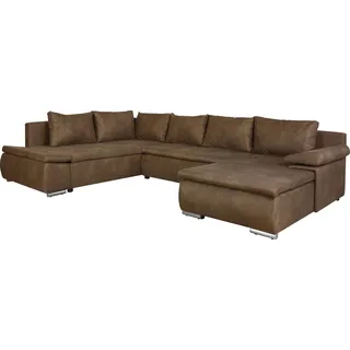 Home Affaire Wohnlandschaft Polyester U-Form 3-Sitzer Braun