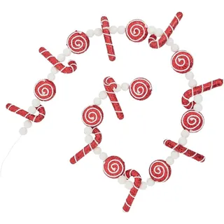 Atmosphera Createur d ́interieur Weihnachtsgirlande Nikolausmützen 180 cm , Kunststoff , 6 cm , Dekoration, Weihnachtsdekoration, Dekoblumen