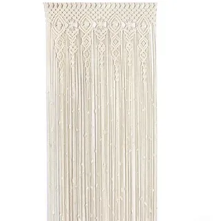 GLFLOW Handgewebter Makramee-Türvorhang, Wandbehang für Hochzeit, Fenster, Tür, Dekoration, 90 x 180 cm, Beige (100 x 200 cm)
